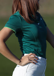 Hirondelle Koko Polo in Green side performance golf apparel